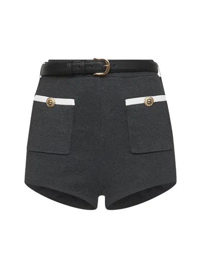 SELF-PORTRAIT GREY VISCOSE BLEND KNIT MICRO SHORTS