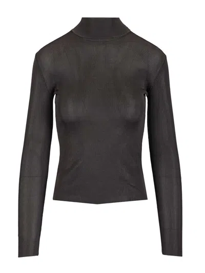 Self-portrait Grey Viscose Knit Top Knitwear Grey In Gray