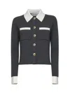 Self-portrait Self Portrait Women Wool Blend Cardigan With Contrasting Collar In Gray