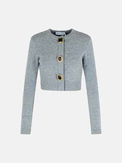 Self-portrait Grey Wool Cardigan In Gray