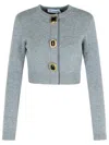 Self-portrait Jewelled-button Wool Cardigan In Gray