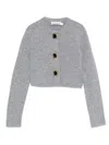 Self-portrait Cropped Gray Sweater With Decorative Buttons In Gray