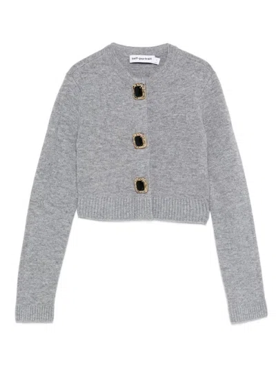 Self-portrait Grey Wool Cardigan In Gray