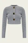 Self-portrait Grey Wool Cardigan In Gray