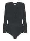 Self-portrait Grey Wool Knit Playsuit Clothing In Gray