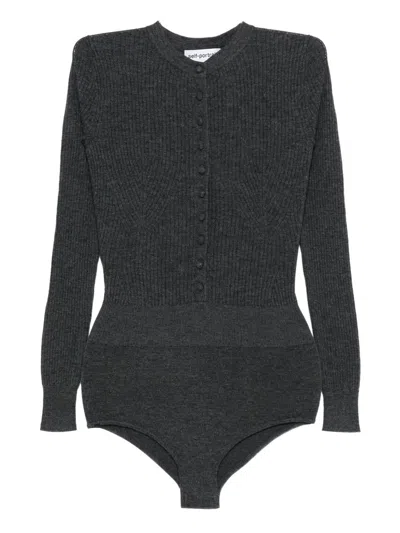 Self-portrait Grey Wool Knit Playsuit Clothing In Gray