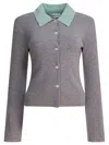 Self-portrait Buttoned Wool Cardigan In Gray