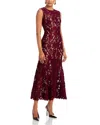 Self-portrait Fitted Guipure Lace Midi Dress With Removable Belt In Burgundy