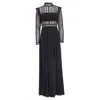 Self-portrait Guipure Lace And Crepe Maxi Dress In Black Polyester In Black