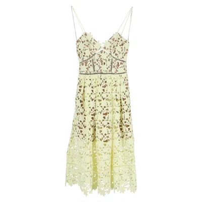 Self-portrait Guipure Lace Azaelea Midi Dress In Yellow Polyester