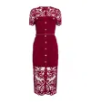 Self-portrait Red Midi Red Dress With Jewel Buttons In Multi