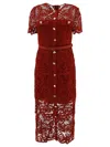 Self-portrait Red Midi Red Dress With Jewel Buttons