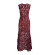 Self-portrait Fitted Guipure Lace Midi Dress With Removable Belt In Brown