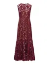 Self-portrait Fitted Guipure Lace Midi Dress With Removable Belt In Red
