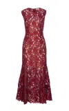 Self-portrait Guipure Lace Midi Dress In Red