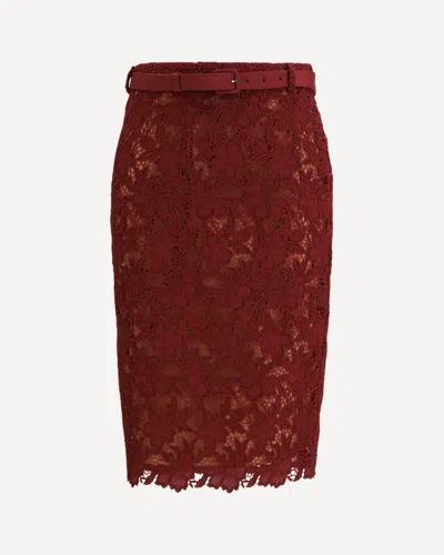 Self-portrait Guipure Lace Midi Skirt In Brown