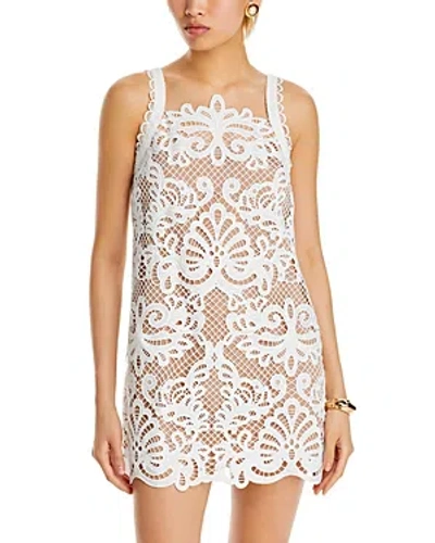 Self-portrait Guipure Lace Mini Dress In White