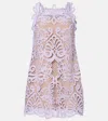 Self-portrait Guipure Lace Minidress In Purple