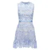Self-portrait Self Portrait Guipure Lace Overlay Bandeau Cut Out Dress In Blue