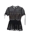 Self-portrait Guipure Lace Peplum Top In Black Cotton In Black