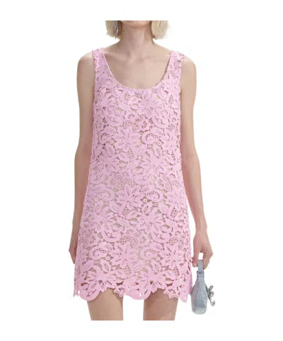 Self-portrait Guipure-lace Sleeveless Minidress In Pink