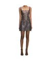 Self-portrait Gunmetal Grey Dress With Thin Straps And All-over Rhinestone Application In Tech Fabric Woman In Gray