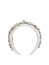 Self-portrait Crystal Embellished Satin Hair Accessories In Beige