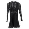 Self-portrait Hall Lace Mesh Mini Dress In Black Polyester In Black
