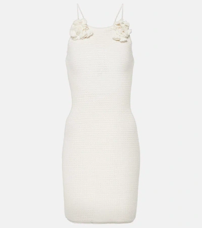 Self-portrait Halterneck Crochet Minidress In White