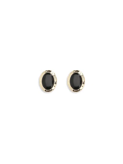 Self-portrait Hammered Gold Earrings In Black