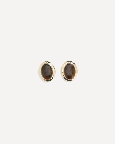 Self-portrait Hammered Gold Earrings In Brown