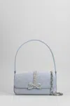 Self-portrait Embellished Denim Baguette Shoulder Bag In Blue