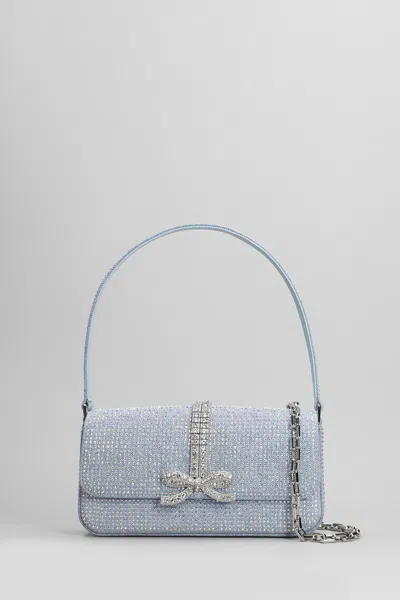 Self-portrait Shoulder Bag In Blue Cotton