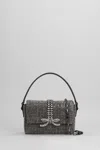 Self-portrait Micro Chainmail Crystal Top Handle Bag In Silver