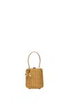 Self-portrait Brown Rattan Handbag In Brown