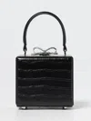Self-portrait Mini Crocodile-embossed Bow Tote Bag In Black