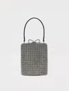 Self-portrait Crystal-embellished Fishnet Top Handle Bag In Grey