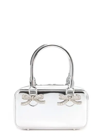 Self-portrait Mini Leather Top Handle Bag In Silver