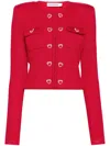 Self-portrait Self Portrait Short Knitted Cardigan With Heart-shaped Buttons Women In Red