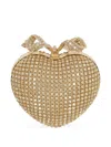 Self-portrait Heart-shaped Crystal Clutch In Grey