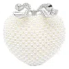 Self-portrait Womens Cream Heart Leather And Faux-pearl Clutch Bag In White
