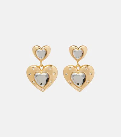 Self-portrait Heart Crystal-embellished Earrings In Multi