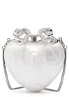 SELF-PORTRAIT SELF-PORTRAIT HEART CRYSTAL-EMBELLISHED PEARLESCENT ACRYLIC CLUTCH