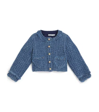 Self-portrait Kids' Heart Denim Jacket In Blue