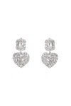 Self-portrait Silver-colored Pendant Earrings With All-over Applied Crystals In Brass Woman In Silver