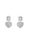 Self-portrait Silver-colored Pendant Earrings With All-over Applied Crystals In Brass Woman In Silver