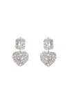 Self-portrait Silver-colored Pendant Earrings With All-over Applied Crystals In Brass Woman In Silver