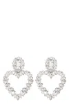 Self-portrait Silver-colored Heart-shaped Earrings With All-over Applied Crystals In Brass Woman