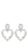Self-portrait Embellished Heart Silver-plated Drop Earrings In Silver