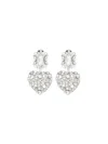 Self-portrait Silver-colored Pendant Earrings With All-over Applied Crystals In Brass Woman In Silver